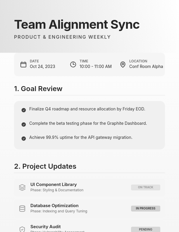 Strategic Team Sync Agenda