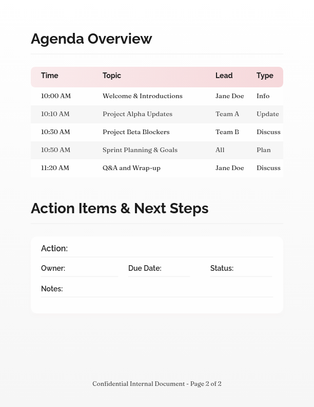 Efficient Weekly Team Sync Schedule