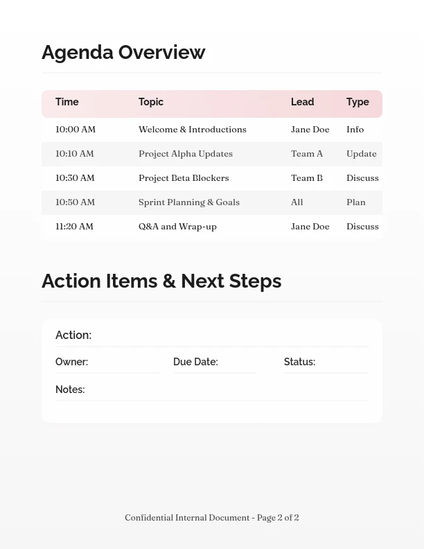 Efficient Weekly Team Sync Schedule