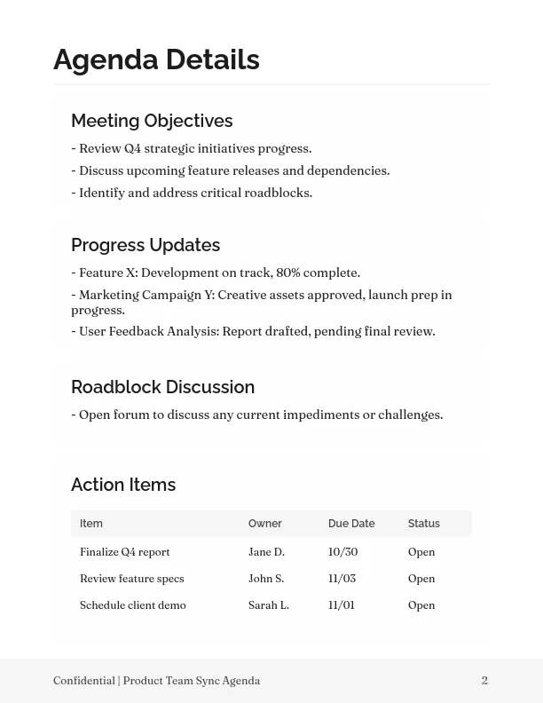 Weekly Team Alignment Sync