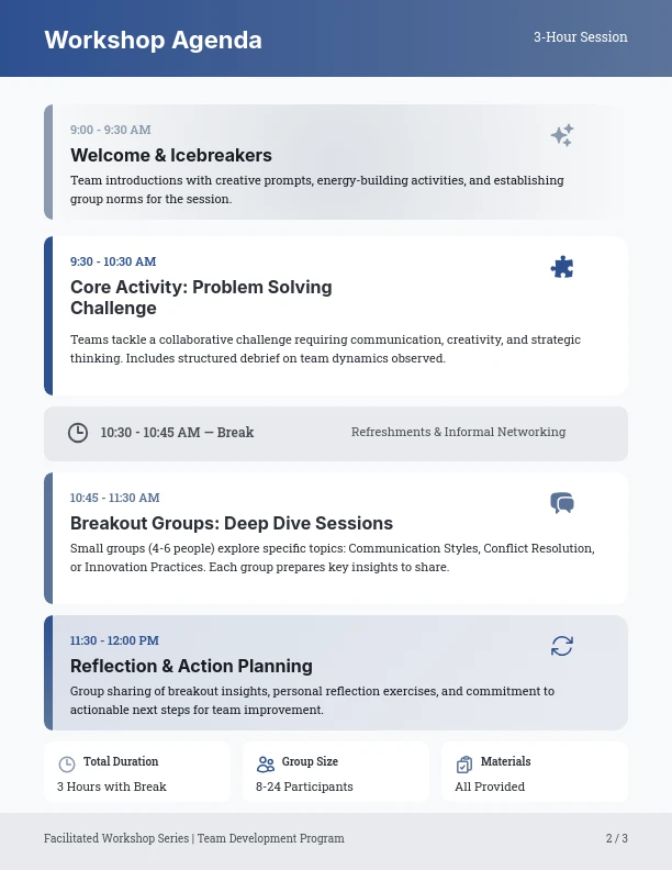Collaborative Team Workshop Schedule
