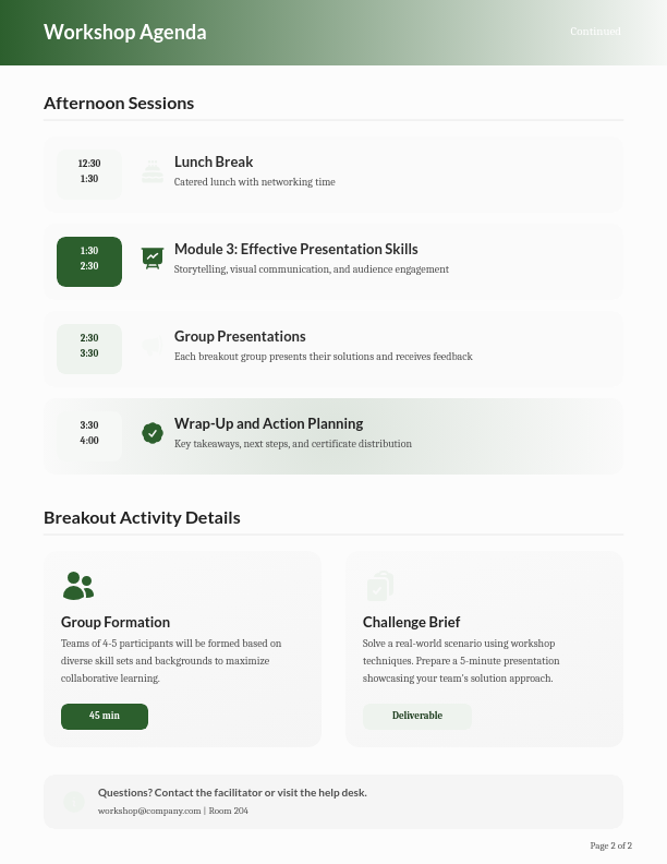 Interactive Skill-Building Workshop Schedule