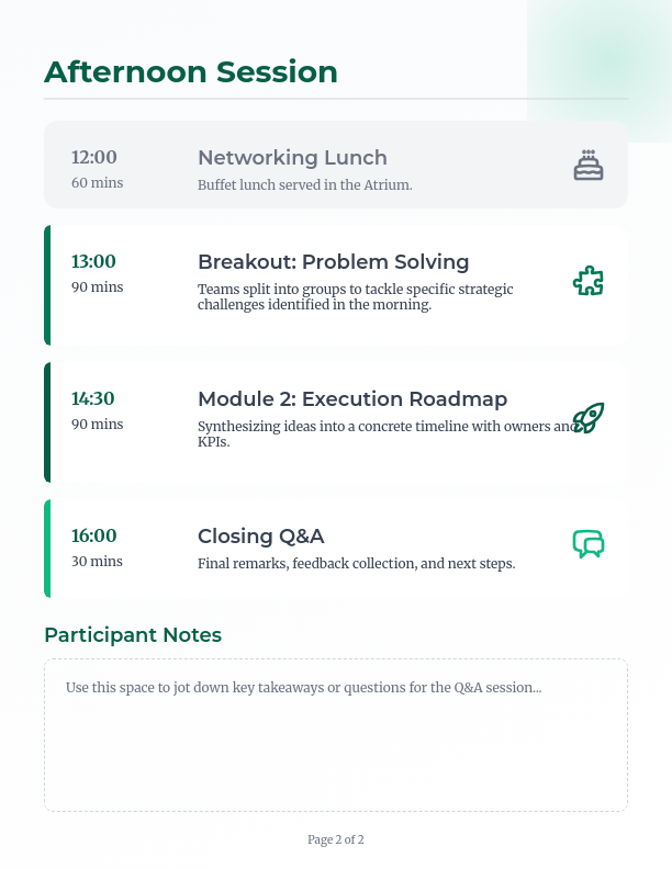 Full-Day Interactive Workshop Itinerary
