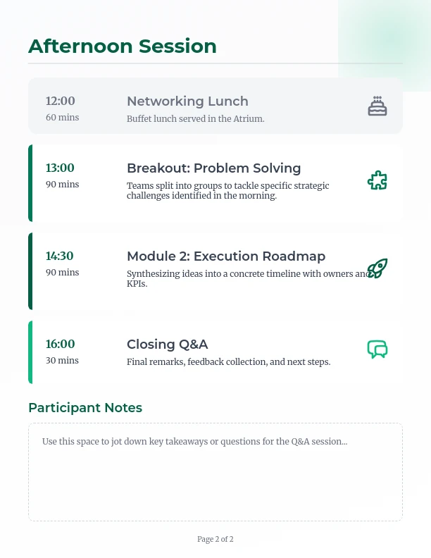 Full-Day Interactive Workshop Itinerary