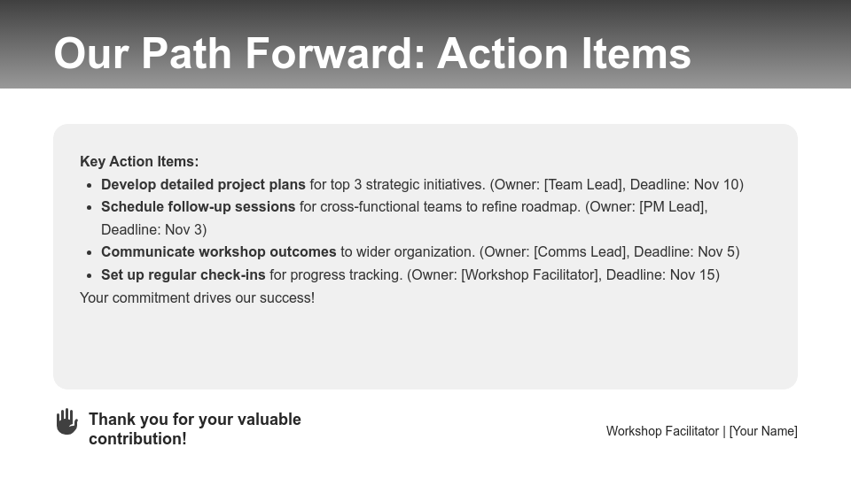 Interactive Strategy Workshop Roadmap