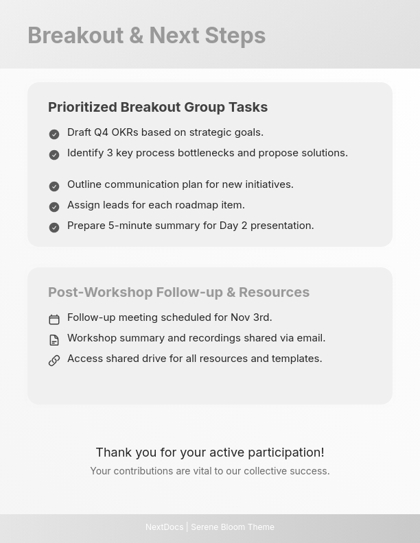 Collaborative Team Workshop Agenda