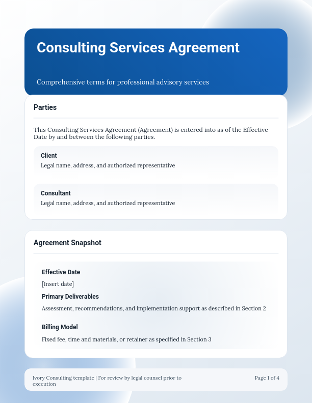Independent Consultant Services Agreement