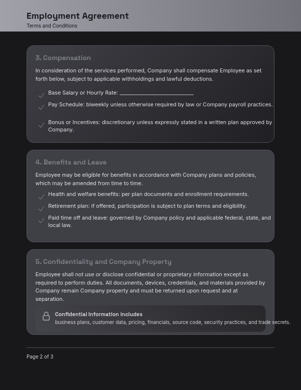 Professional Full-Time Employment Agreement