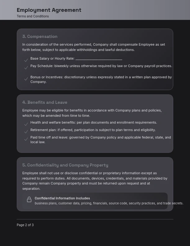 Professional Full-Time Employment Agreement