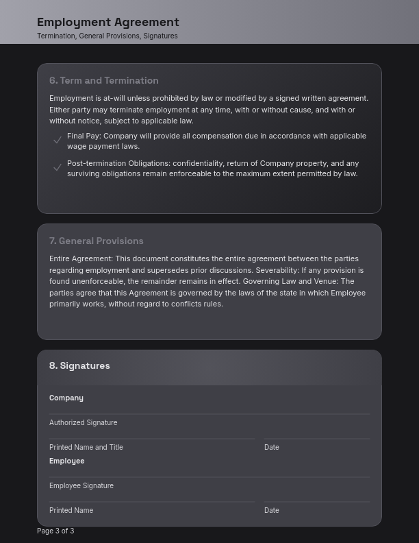 Professional Full-Time Employment Agreement