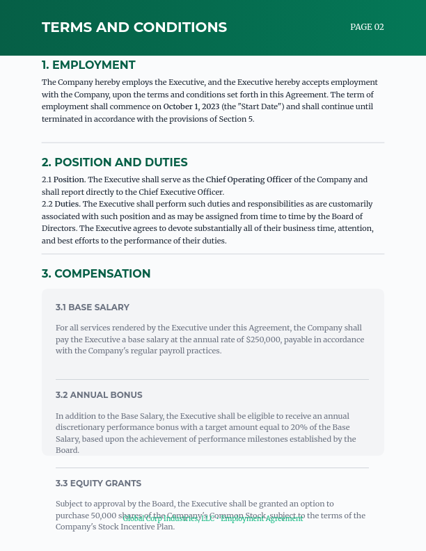 Executive Employment Agreement