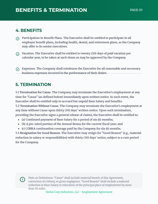 Executive Employment Agreement