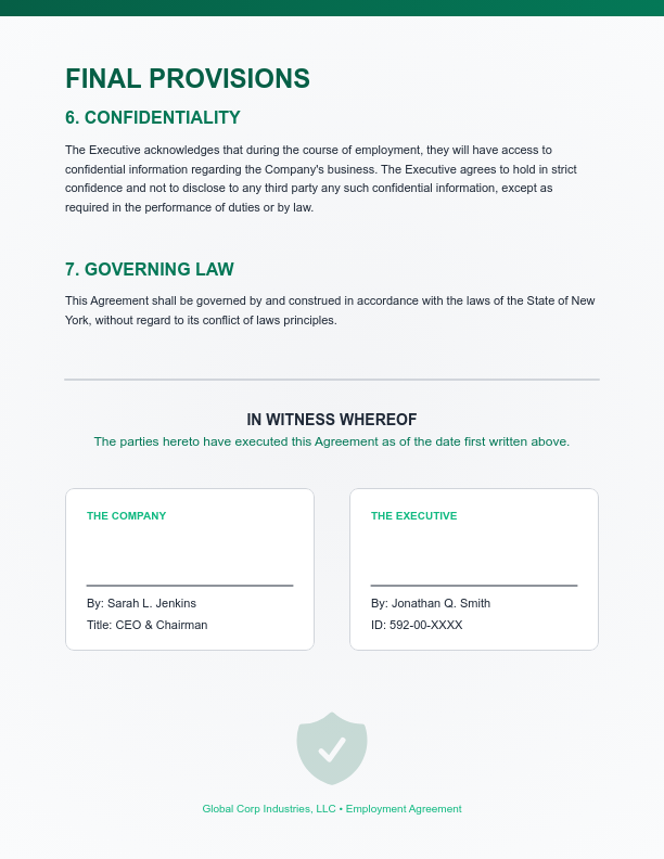 Executive Employment Agreement