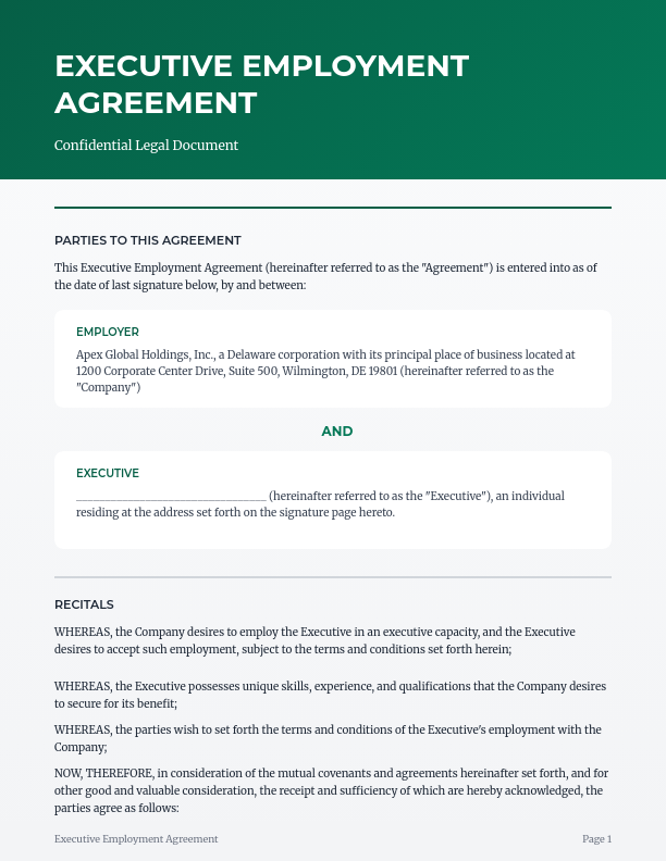 Executive Employment Agreement