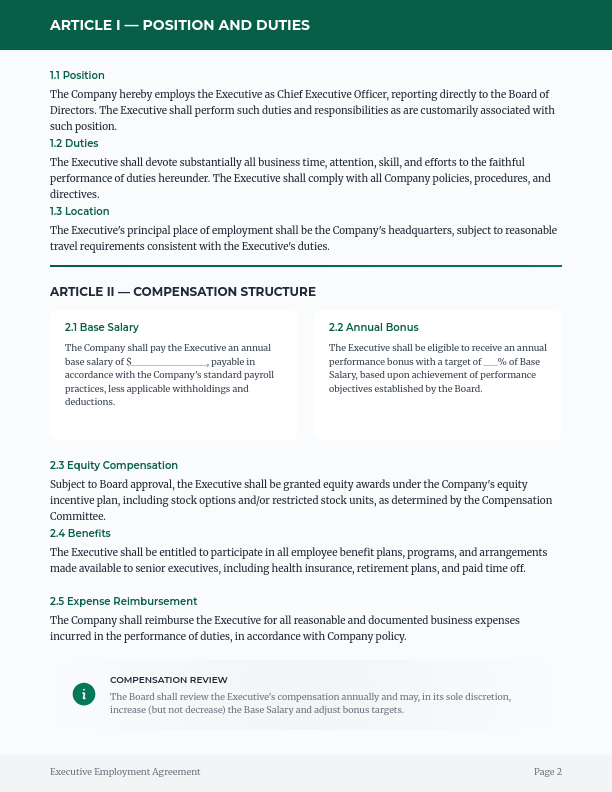 Executive Employment Agreement