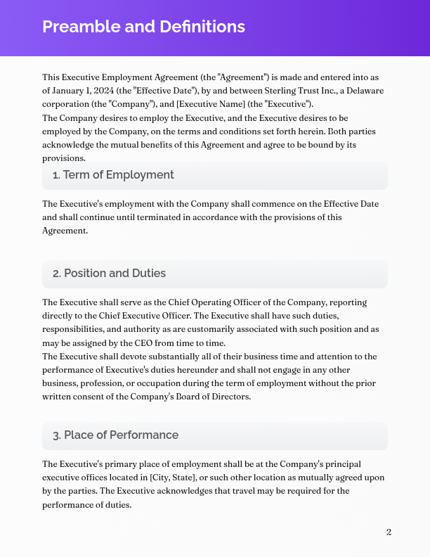 Executive Employment Agreement