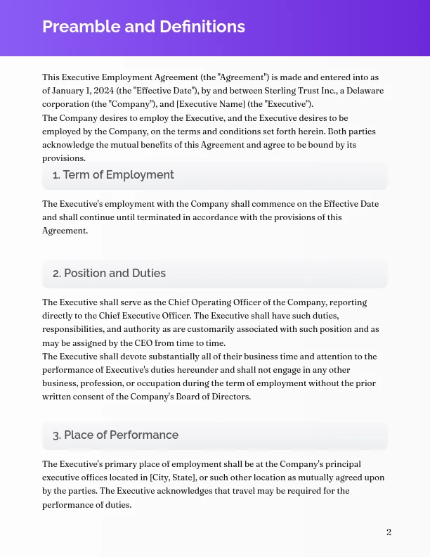 Executive Employment Agreement