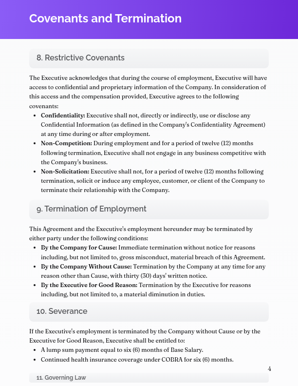 Executive Employment Agreement