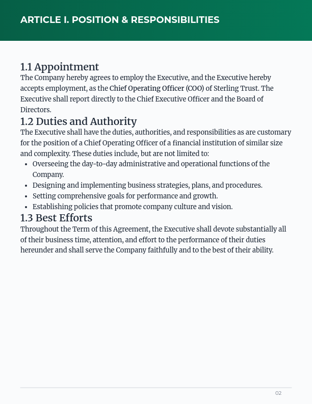 Executive Employment Agreement