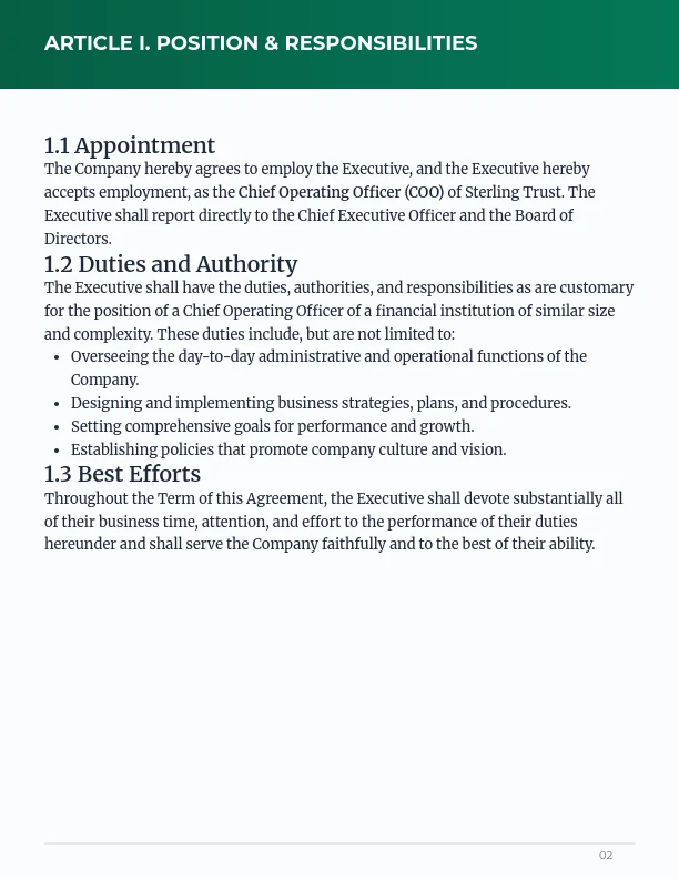 Executive Employment Agreement