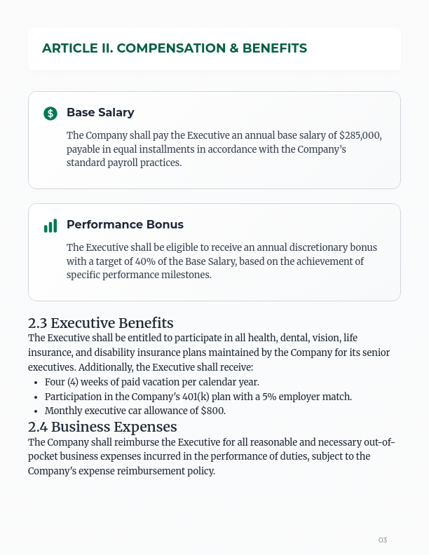 Executive Employment Agreement