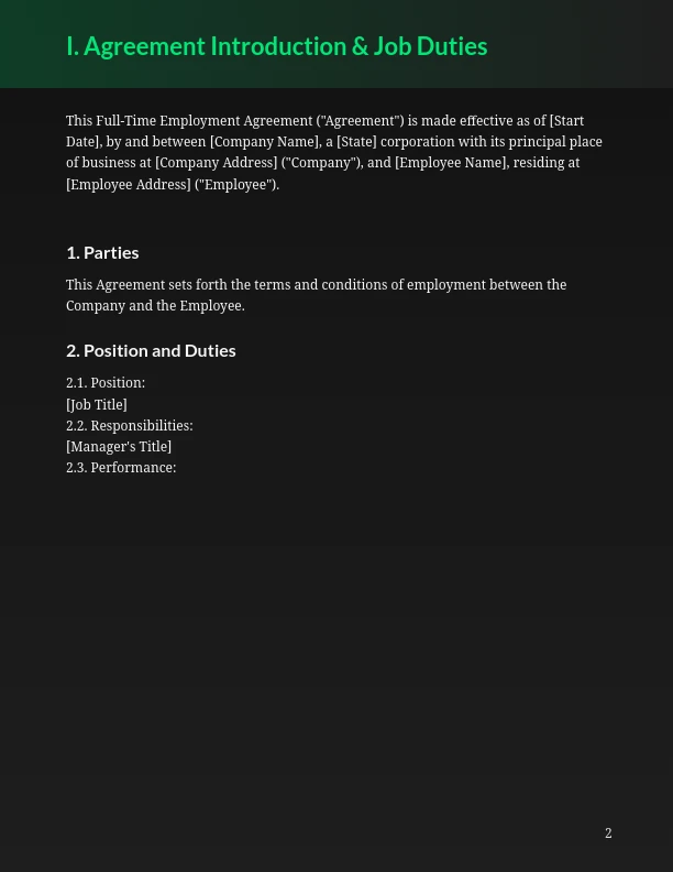 Standard Full-Time Employment Agreement