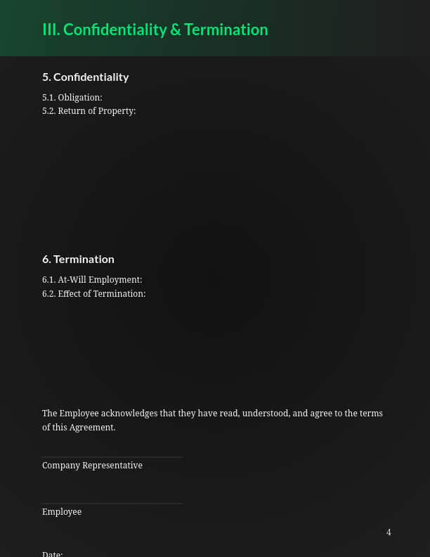 Standard Full-Time Employment Agreement