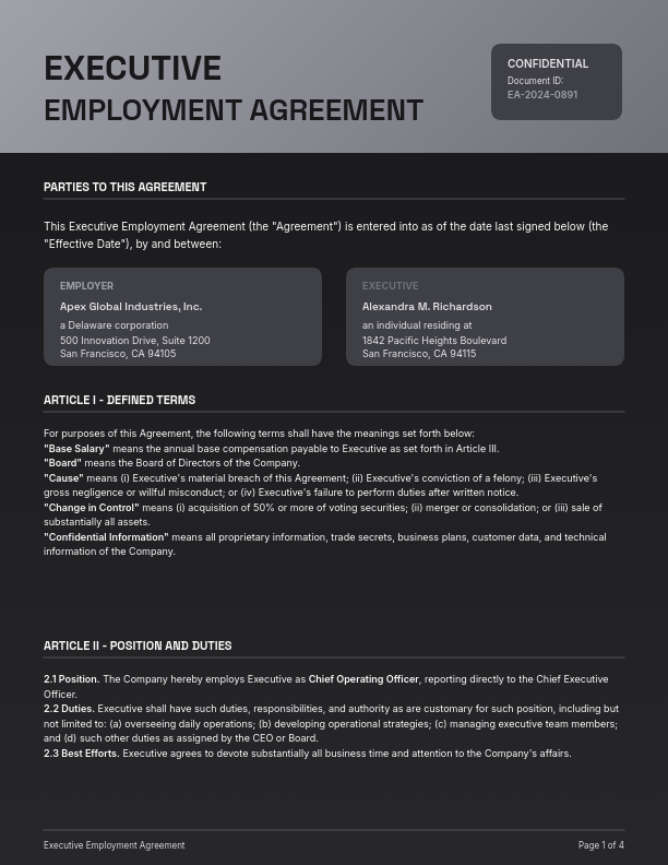 Executive Employment Agreement
