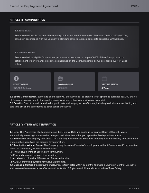 Executive Employment Agreement