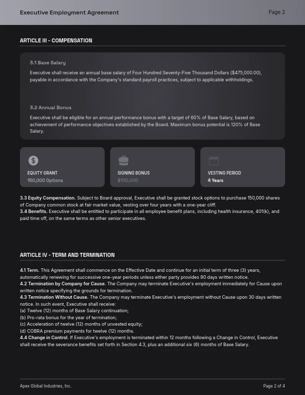 Executive Employment Agreement