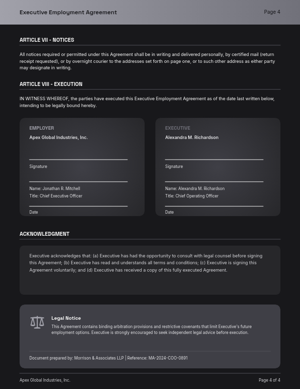 Executive Employment Agreement