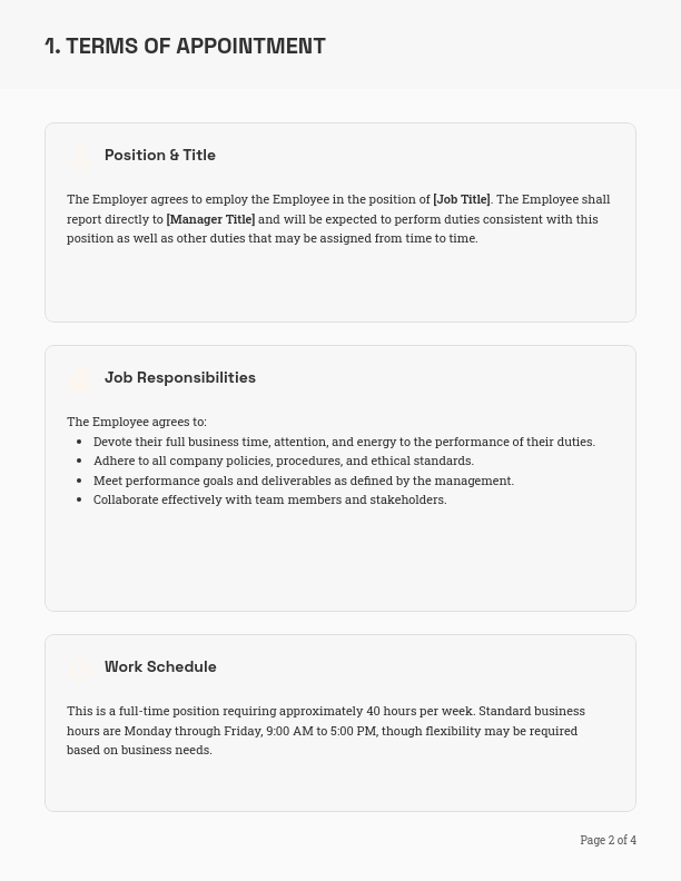 Standard Permanent Employment Agreement