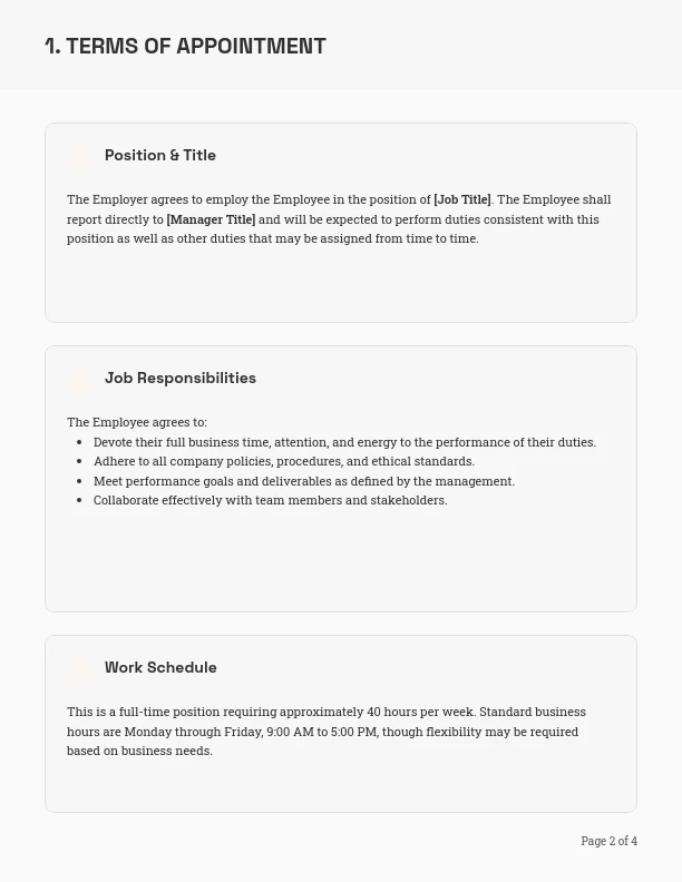 Standard Permanent Employment Agreement