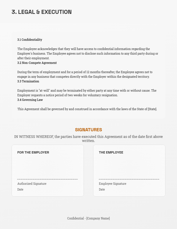 Standard Permanent Employment Agreement