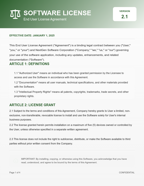 Software End-User License Agreement