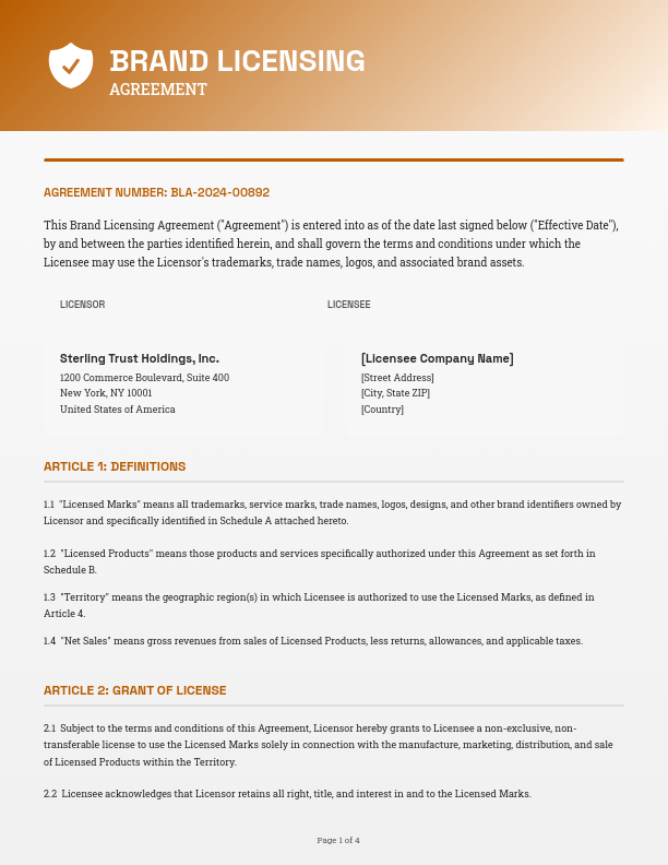 Exclusive Brand Licensing Agreement