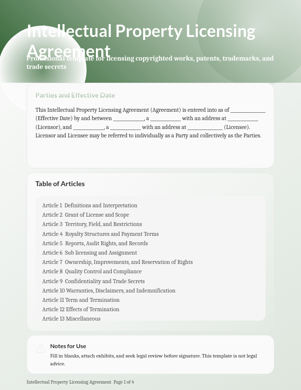 Master Intellectual Property License Rights