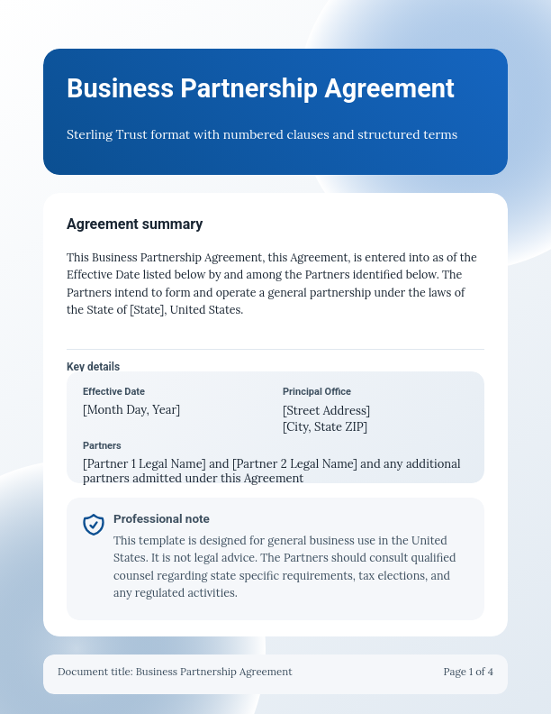 General Business Partnership Agreement