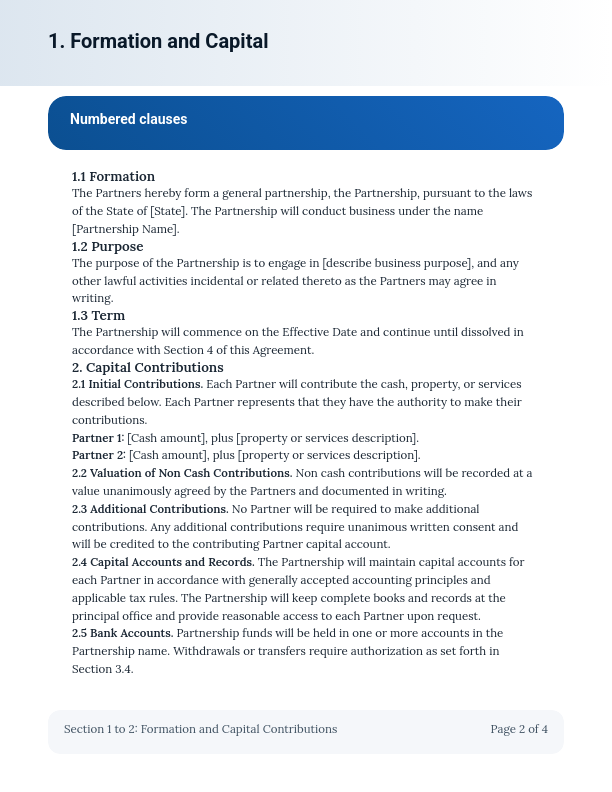 General Business Partnership Agreement