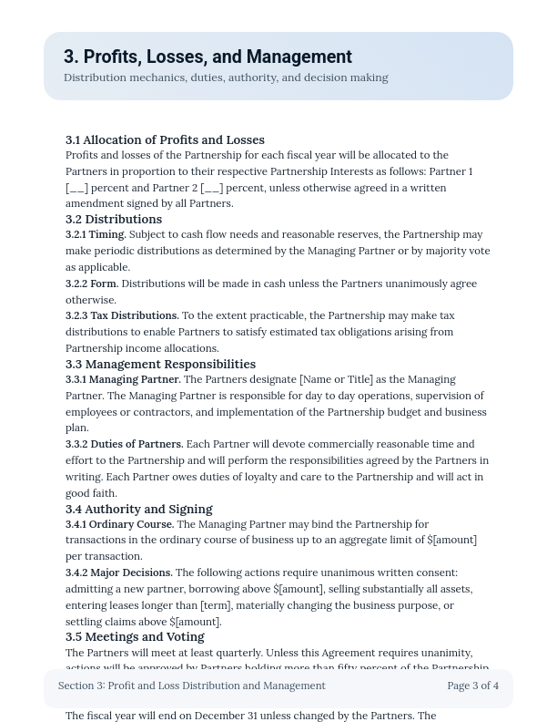 General Business Partnership Agreement