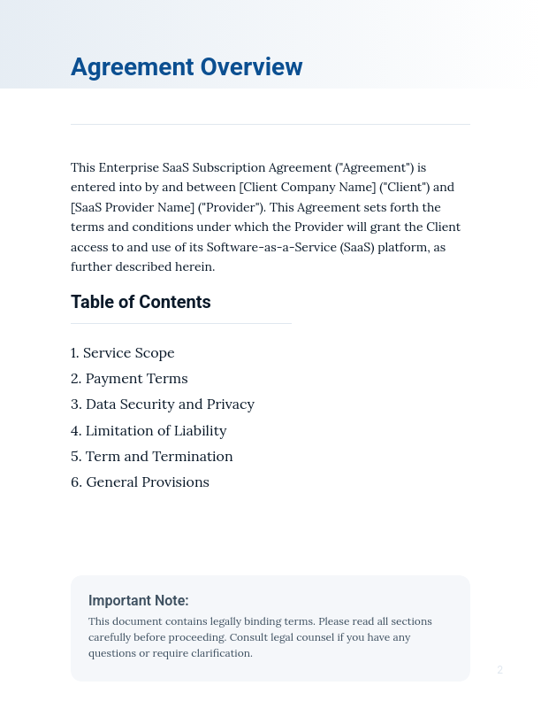 Enterprise SaaS Subscription Agreement