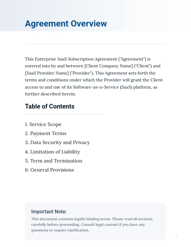 Enterprise SaaS Subscription Agreement