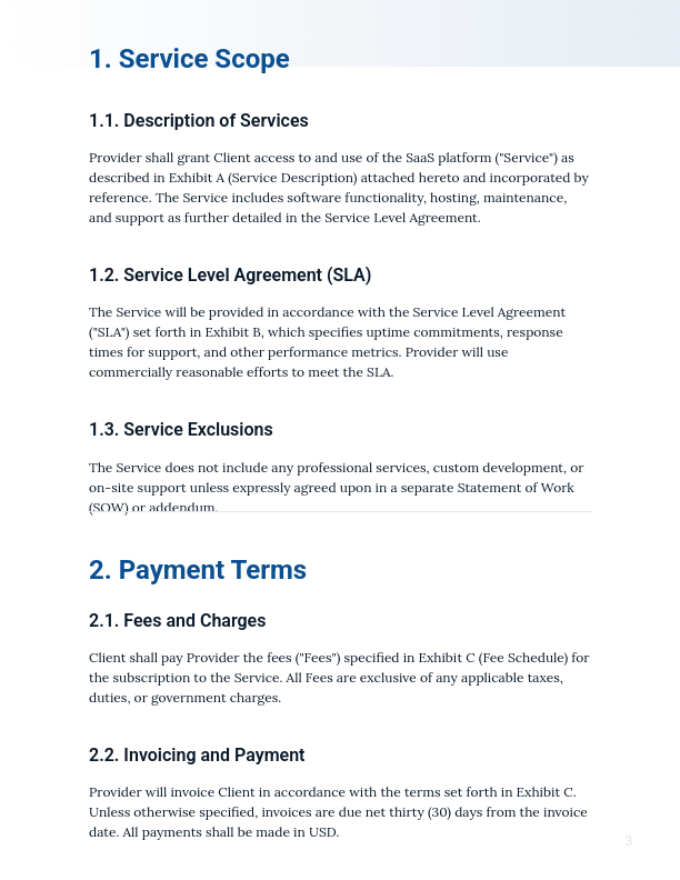 Enterprise SaaS Subscription Agreement