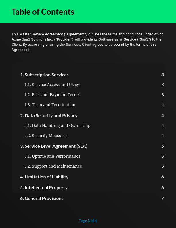 Enterprise SaaS Master Service Agreement