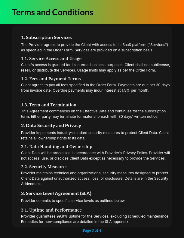 Enterprise SaaS Master Service Agreement