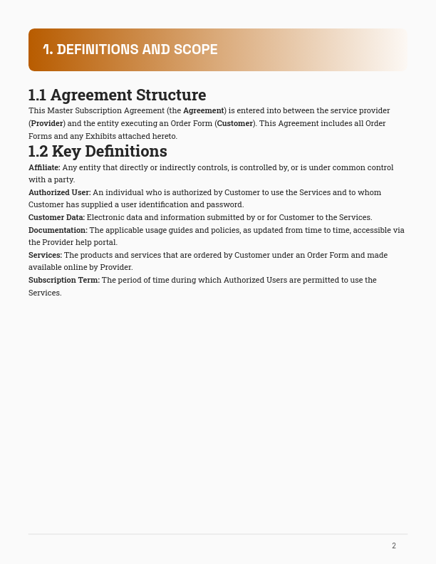 Enterprise SaaS Master Subscription Agreement