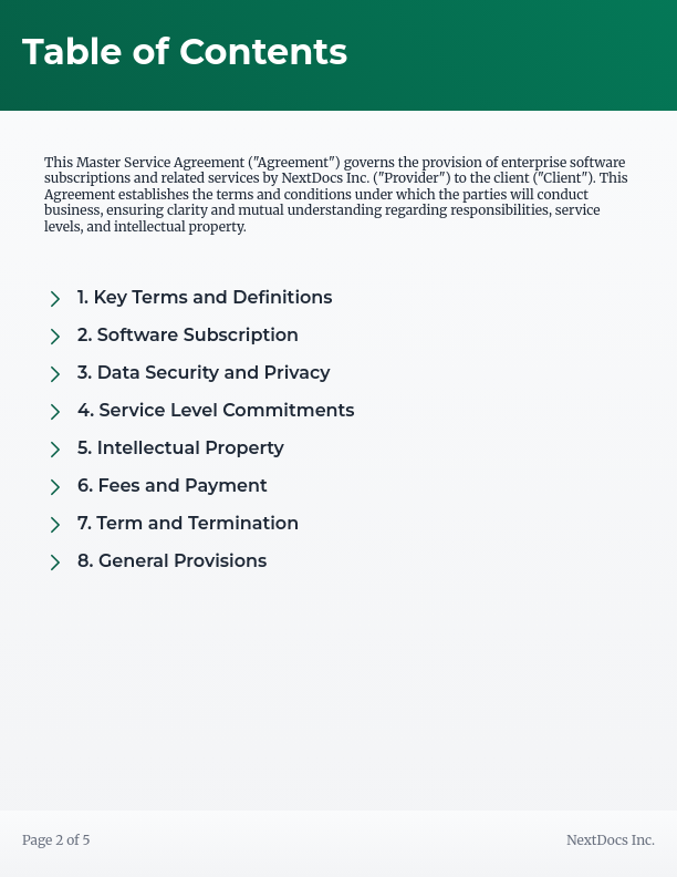 Enterprise SaaS Master Service Agreement