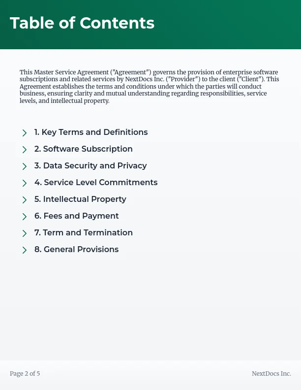 Enterprise SaaS Master Service Agreement