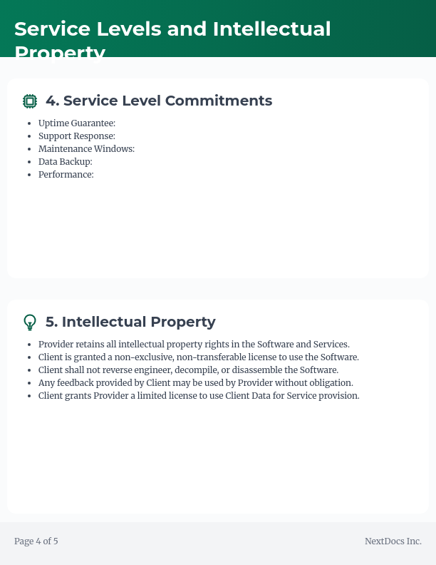 Enterprise SaaS Master Service Agreement