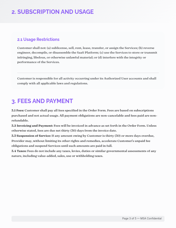 Enterprise SaaS Master Service Agreement